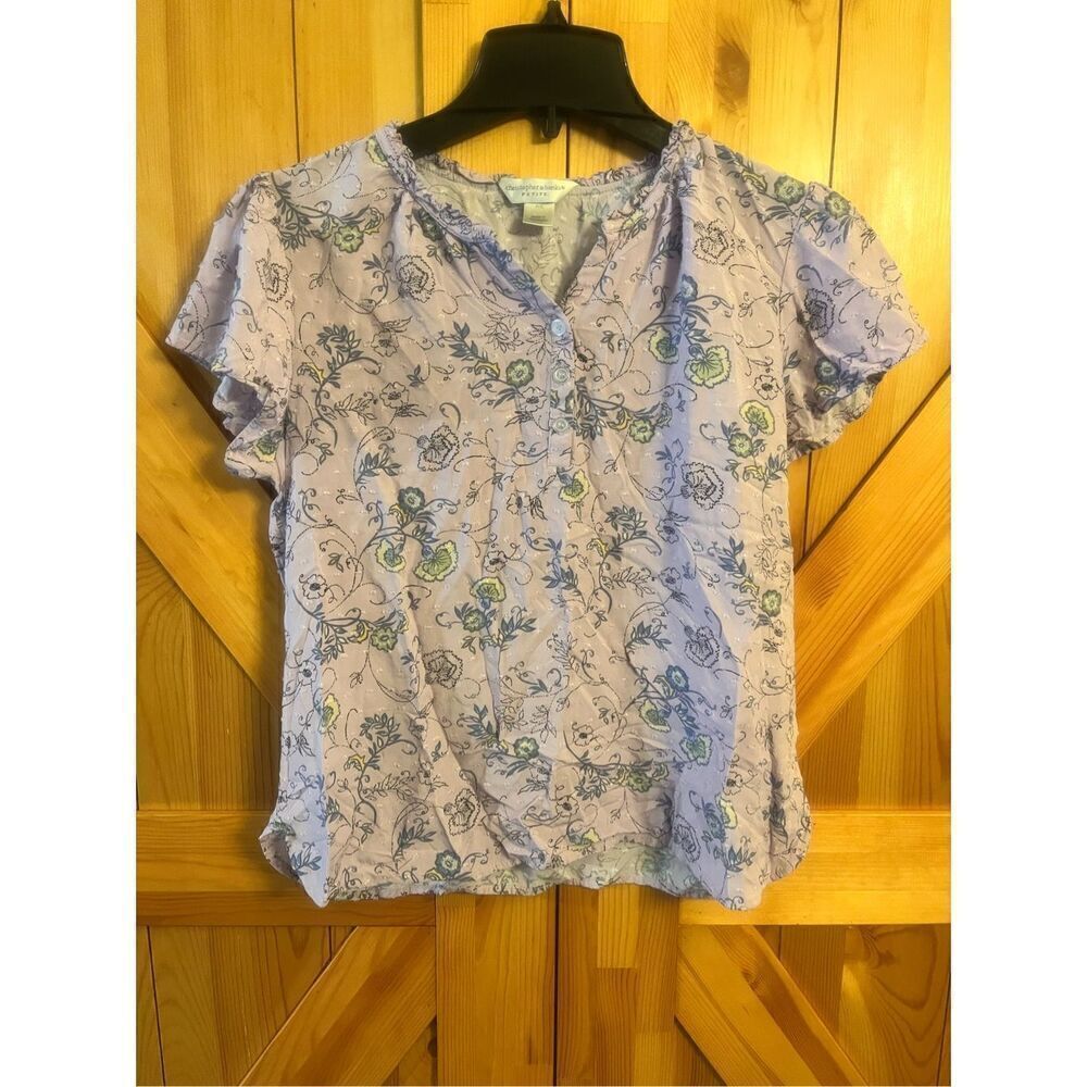 CHRISTOPHER & BANKS WOMEN'S PETITE SMALL SHORT SLEEVE  BLOUSE (3799)